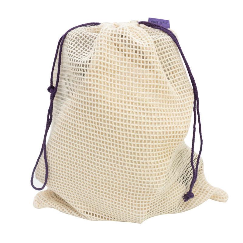 New fashion eco friendly and breathable vegetable and fruit net bag cotton mesh drawstring bag