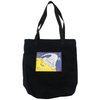 Digital cartoon printing black canvas tote shopping bag for wholesale