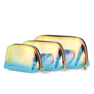 Laser transparent PVC cosmetic bag female portable large capacity ins fashion pvc zipper bag