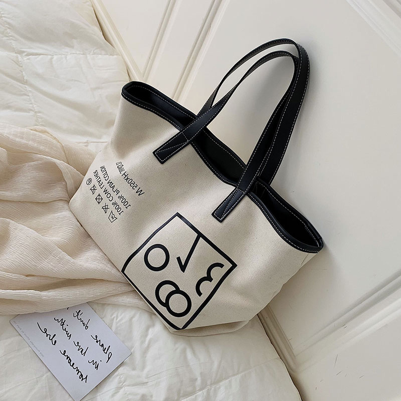 INS fashion canvas bag 2019 new limited fashion wild large capacity shoulder bag