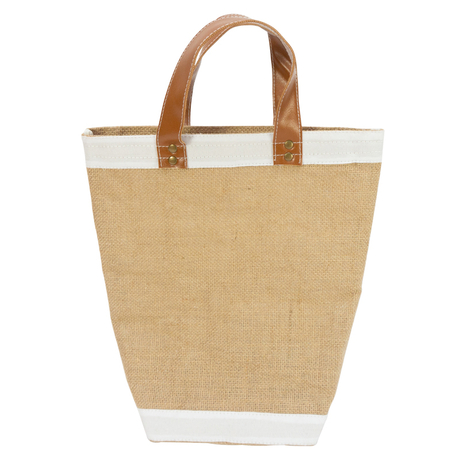 PE lamination waterproof inner fabric natural jute eco friendly tote shopping bag for wholesale with leather handle