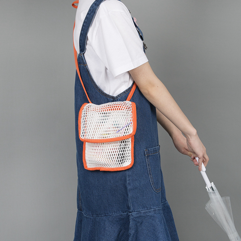2019 new mobile phone bag hollow small sling carrying case single shoulder wild small cotton mesh bag