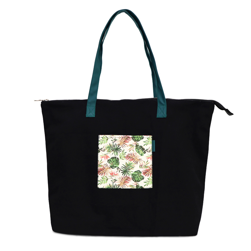 Extra large capacity thick durable eco friendly breathable fashion cotton canvas tote bag with floral printing