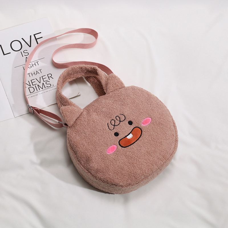 Ins cartoon plush messenger bag female cute chic student girl shoulder bag