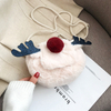 Cute furry bag reindeer Christmas shoulder messenger bag small square bag
