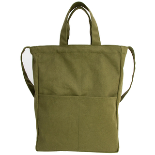 Thickened 16oz Army Green Casual Canvas Tote Long Crossbody Bag Ladies Shopping Bag