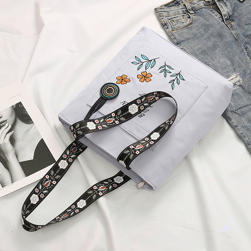 Ins canvas bag female shoulder bag Japanese Korean version of the large-capacity student class bag