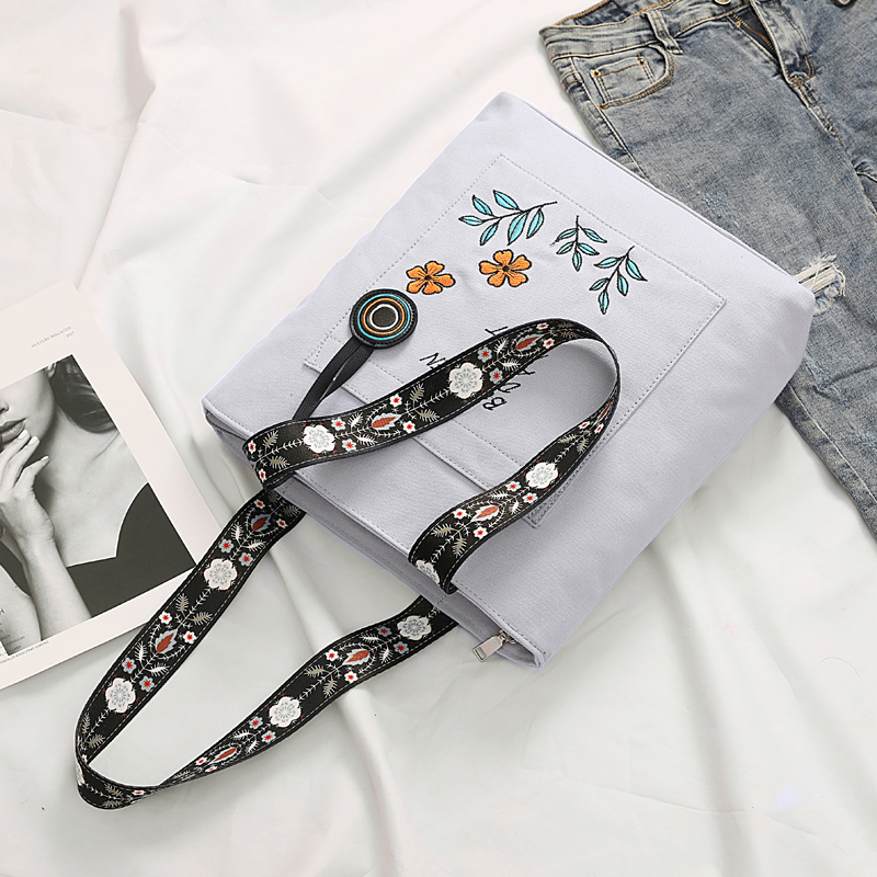 Ins canvas bag female shoulder bag Japanese Korean version of the large-capacity student class bag