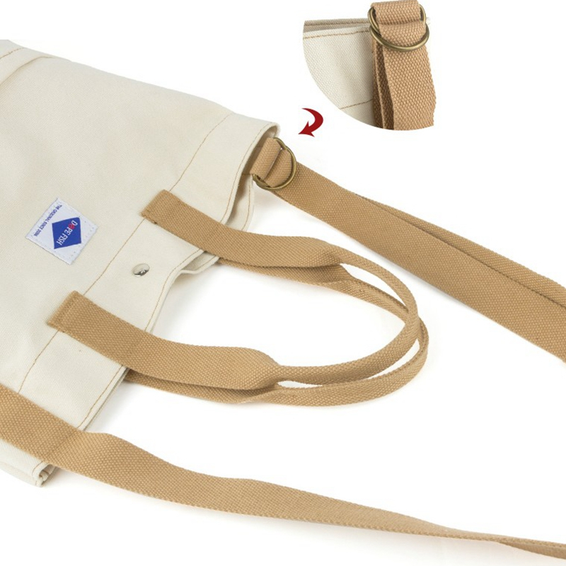 One-shoulder ins large capacity Korean fashion simple student bucket bag canvas messenger bag with adjustable strap