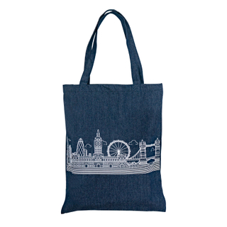 Fashion personalized silk printing simple lightweight reusable denim canvas tote shoulder bag from China Supplier