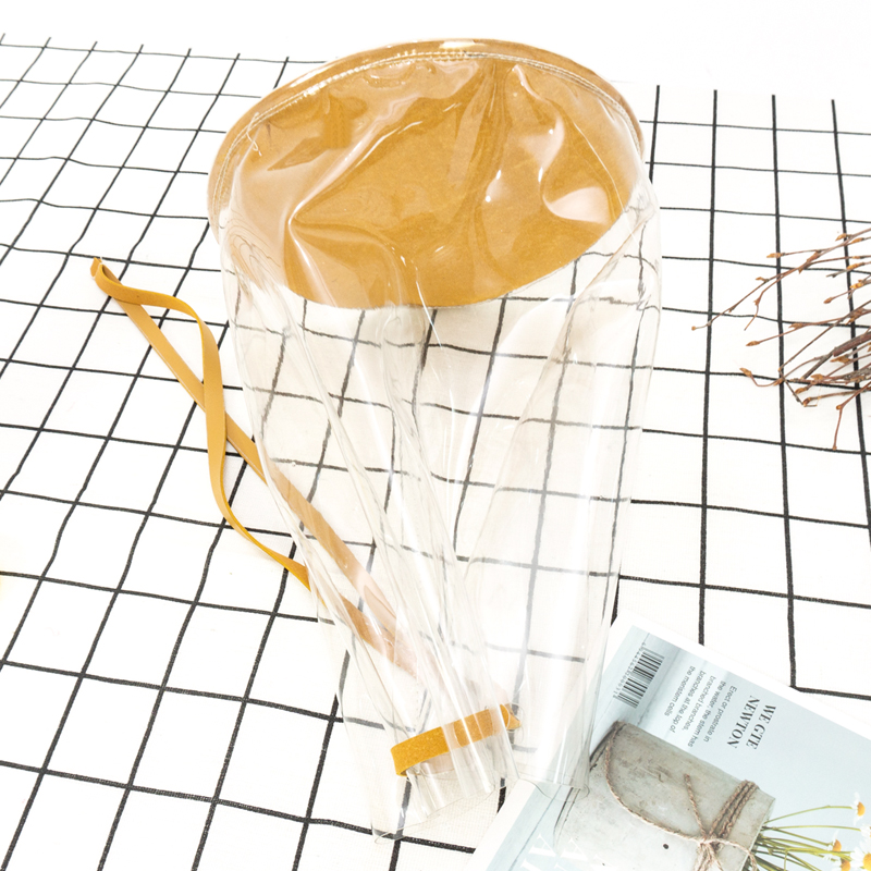 Transparent PVC material and pu leather material stitching drawstring bag fashion lightweight shoulder bag