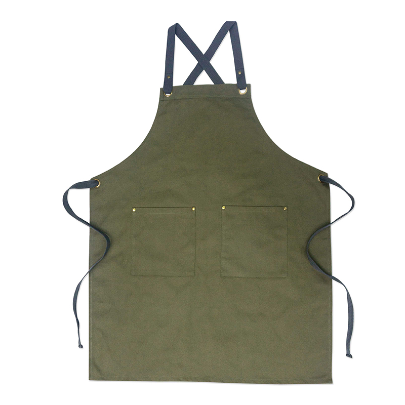 High quality factory logo printed custom 16oz wear resistant durable cotton canvas apron with cotton webbing