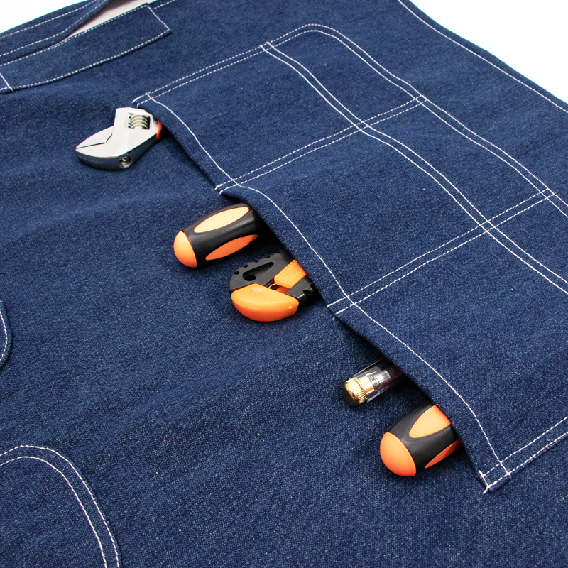 Original design multi tool pockets design denim apron with logo custom