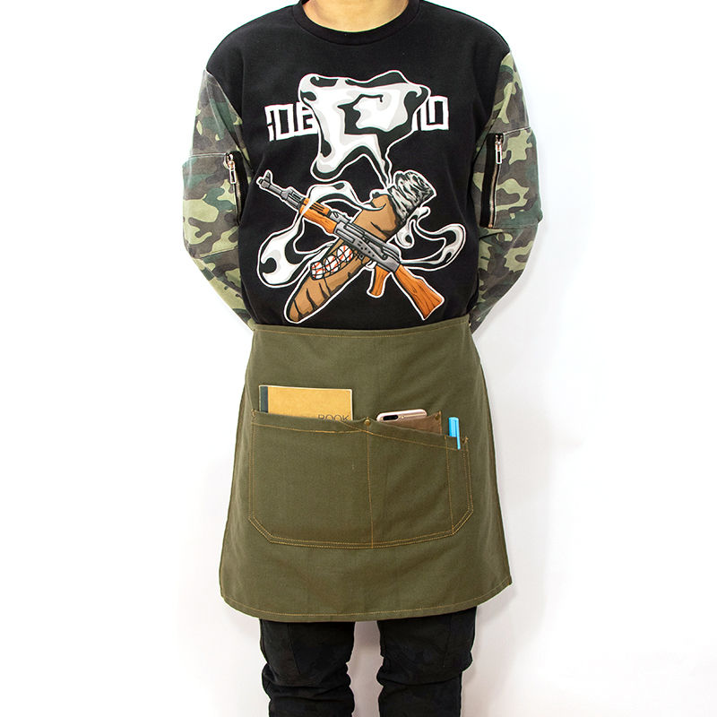 Strong wear resistant 16oz polyester cotton canvas double-sides colors design apron with wedden strap