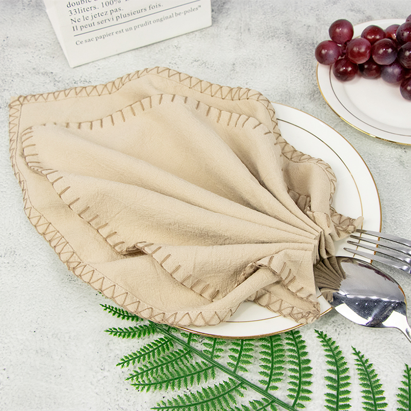 Custom printed personalized cotton linen dinner napkins from China Supplier