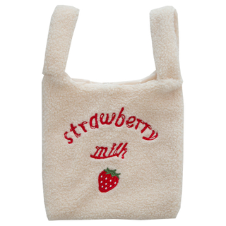 Avocado embroidery hand bag ins simple imitation lamb wool bag strawberry embroidery bag
