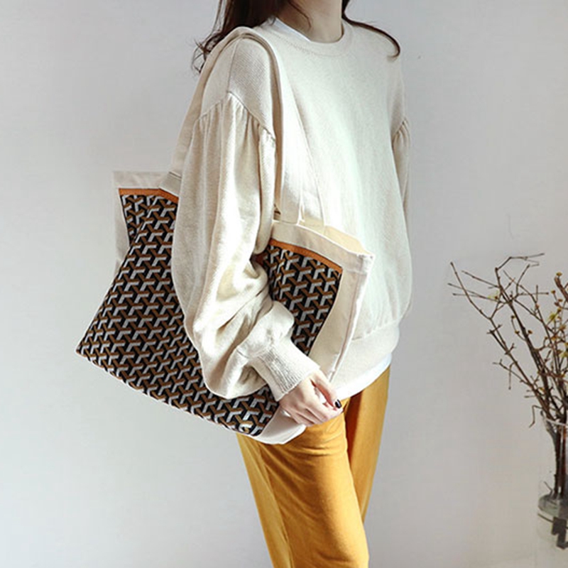 Korean version of ins style canvas female shoulder bag large capacity portable printing shopping bag