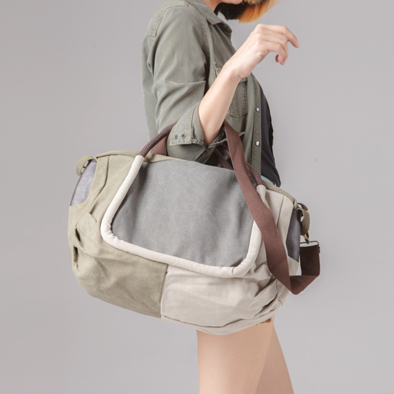 Retro portable fashion large capacity waxed canvas diagonal bag women's shoulder travel bag