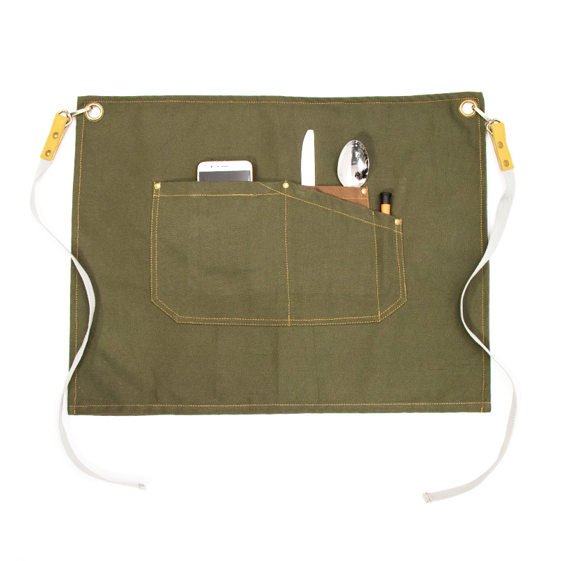 Strong wear resistant 16oz polyester cotton canvas double-sides colors design apron with wedden strap