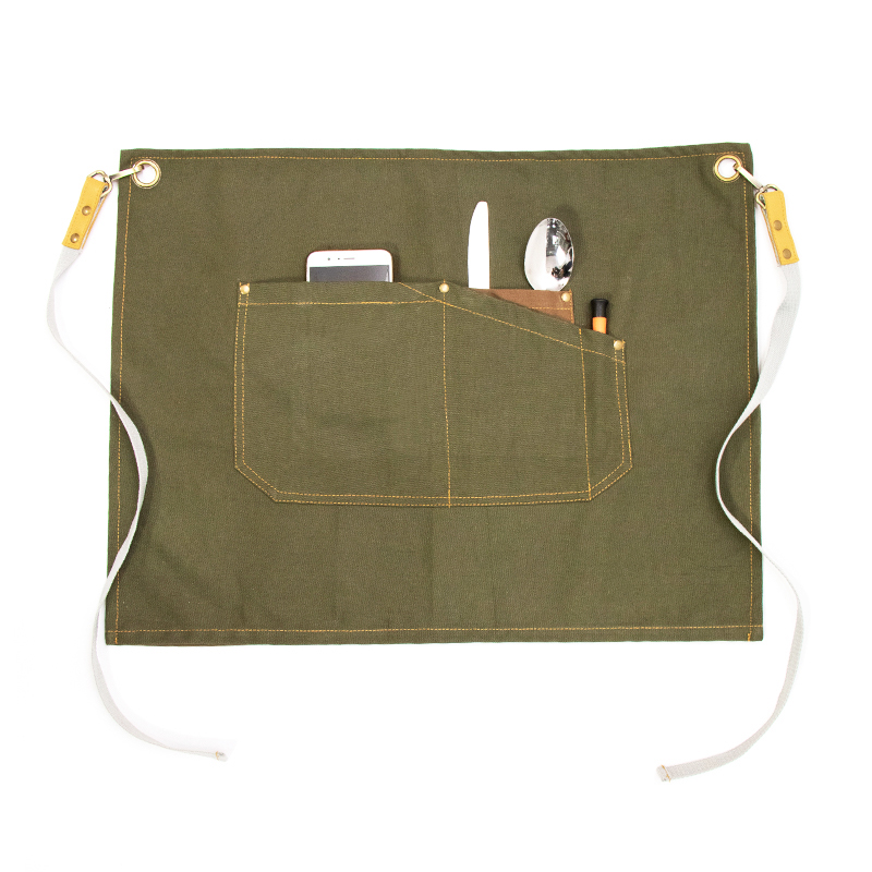 Strong wear resistant 16oz polyester cotton canvas double-sides colors design apron with wedden strap
