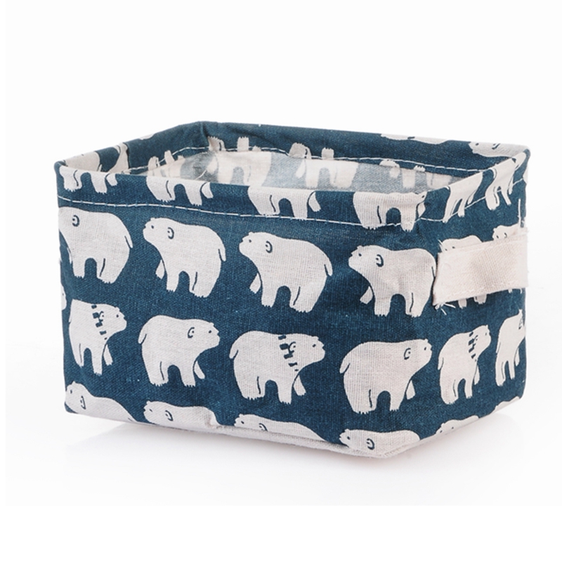 Eco Friendly Fabric Cotton Linen Cloth Kids Toy Basket Desktop Cosmetic Sundries Storage Box
