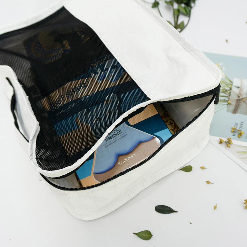 Hot sale dry and wet separation toiletries package bag high quality waterproof breathable eco friendly tyvek fabric zipper storage bag for travel