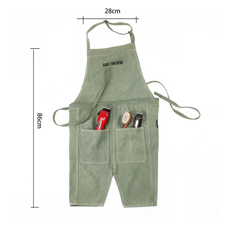 Long and short two use apron hair salon hairdresser apron retro denim cafe waiter light green apron