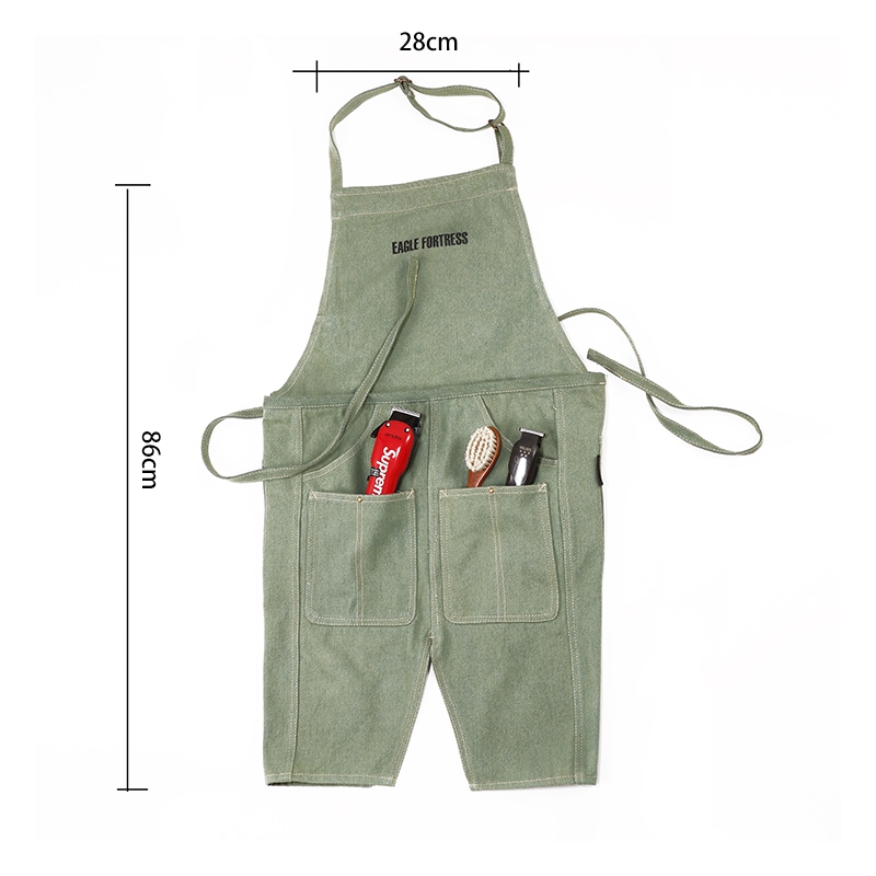 Long and short two use apron hair salon hairdresser apron retro denim cafe waiter light green apron