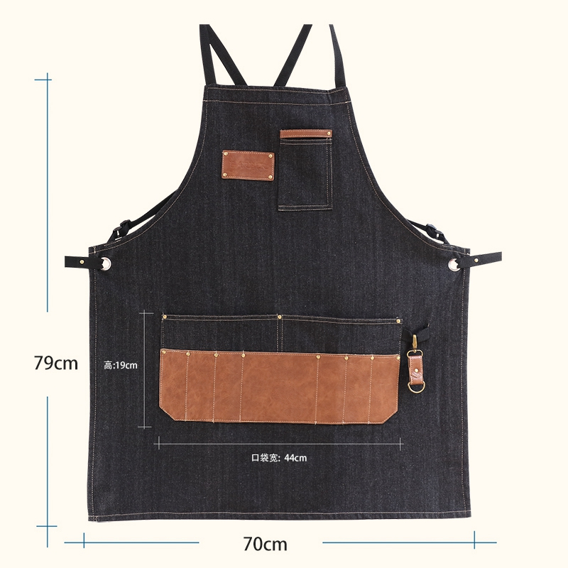 Leather denim canvas stitching material fashion wearable and durable work apron