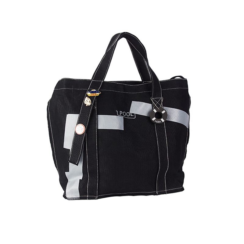 Street fashion zipper shoulder portable canvas bag industrial style tote bag crossbody travel bag