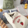 Avocado embroidery hand bag ins simple imitation lamb wool bag strawberry embroidery bag