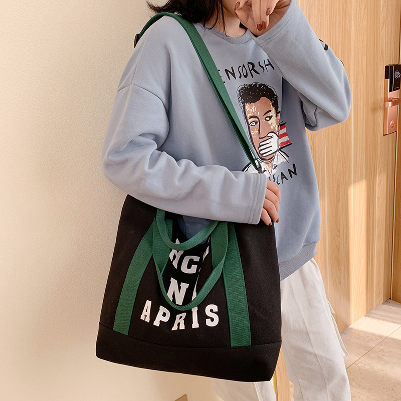 Fashion eco friendly skin friendly breathable cotton canvas tote bag outdoor portable large capacity messenger canvas bag