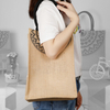 Cotton linen eco friendly custom printing logo portable jute large capacity tote bag