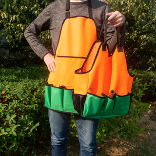 Factory wholesale oxford cloth waterproof coating design gardening trim apron with tool tote bag