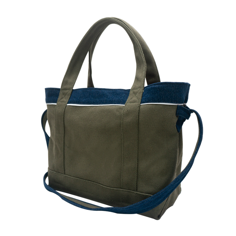 Thick strong and durable 16oz polyester cotton canvas tote bag with long strap for women and men