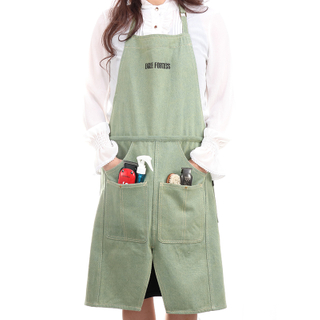 Long and short two use apron hair salon hairdresser apron retro denim cafe waiter light green apron