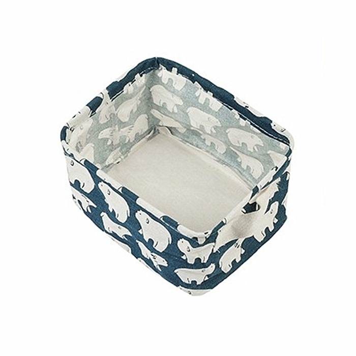 Multifunction household full printing cute fashion cotton linen fabric desktop foldable basket for sundries toys and cosmetic storage