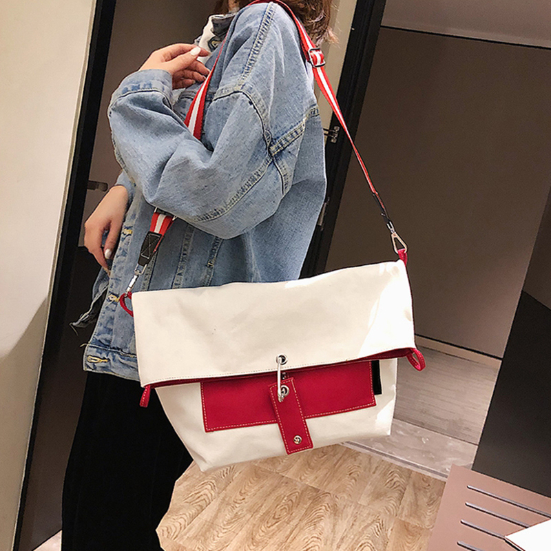 Foldable one-shoulder messenger bag Korean literary fashion female canvas bag