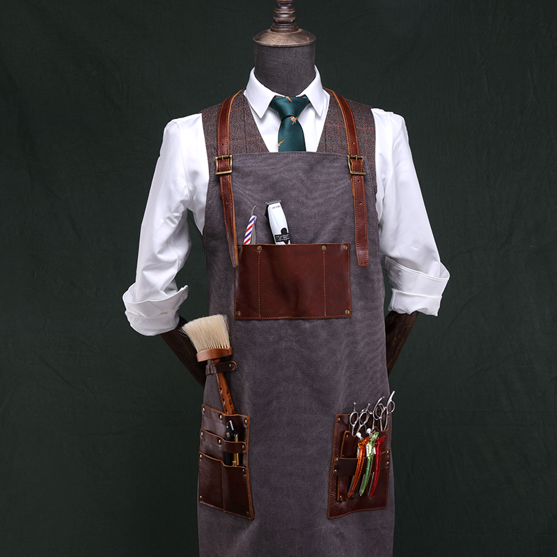 genuine leather industry canvas apron (1)