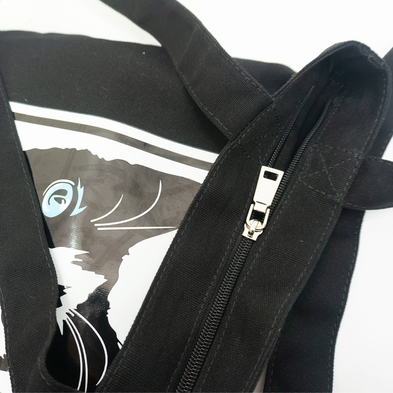 Fashion heat transfer printing animal pattern cute funny black leisure tote shoulder bag for ladies