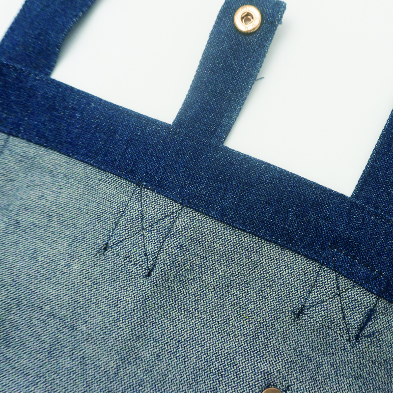 Simple fashion eco friendly breathable cotton canvas denim fabric dark blue unisex tote bag from China Supplier