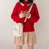 Japanese and Korean literary fresh student embroidery canvas messenger bag