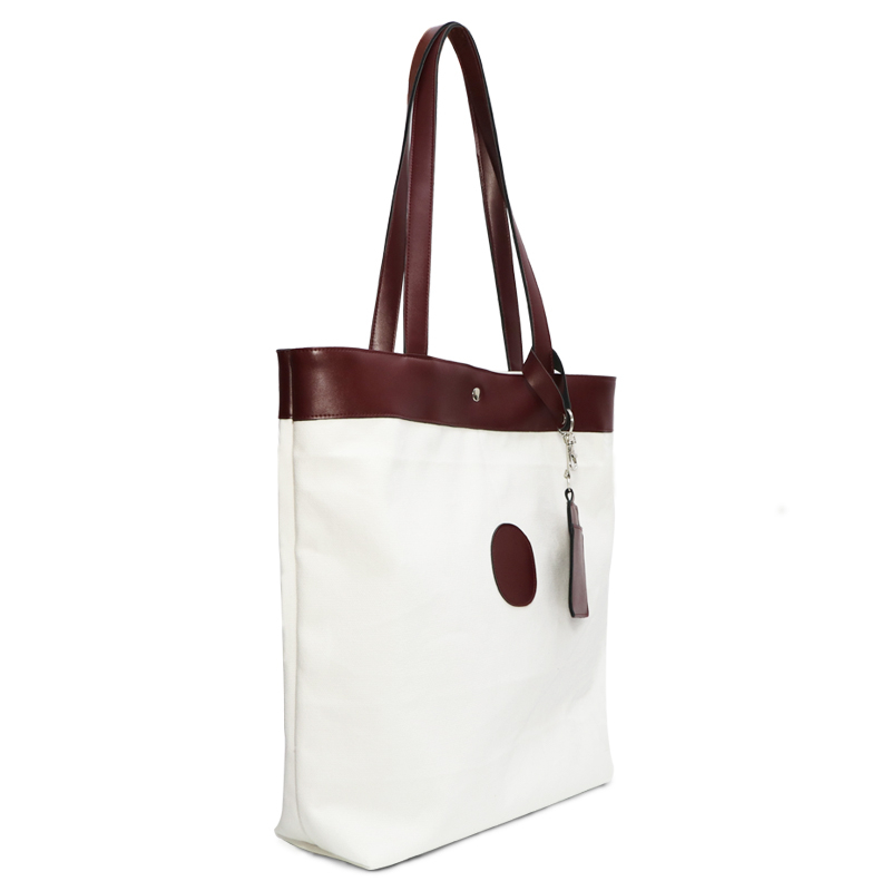 New Arrival Original Design Lady Handbag White Canvas Tote Bag with Card Case