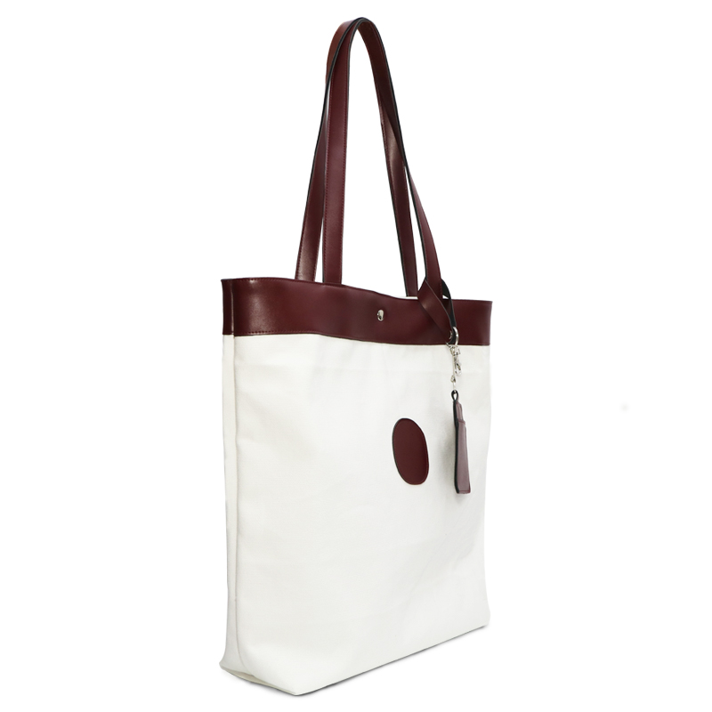 New Arrival Original Design Lady Handbag White Canvas Tote Bag with Card Case