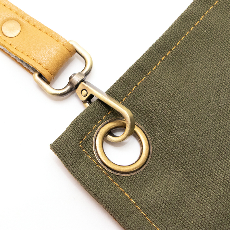 Strong wear resistant 16oz polyester cotton canvas double-sides colors design apron with wedden strap