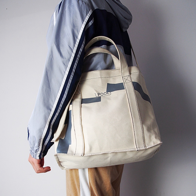 Street fashion zipper shoulder portable canvas bag industrial style tote bag crossbody travel bag