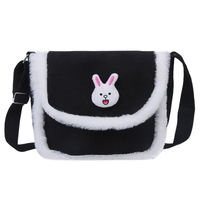 Winter warm large capacity velvet fabric ladies messenger bag cute cartoon canvas bag