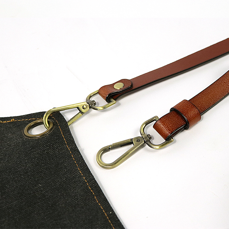 Washed denim fabric wear resistant restaurant work apron with different strap