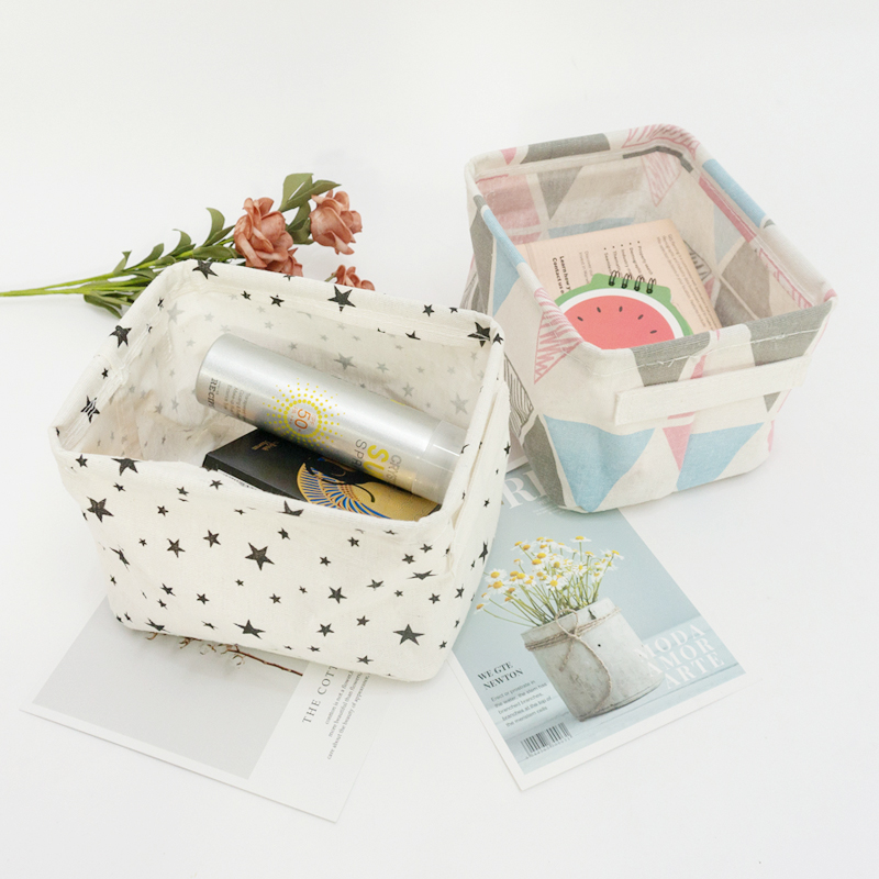 Company stock cotton and linen full version printed desktop storage box