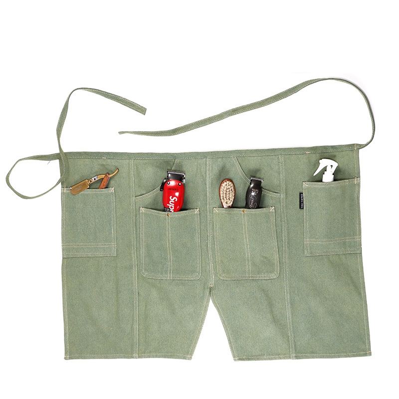 Long and short two use apron hair salon hairdresser apron retro denim cafe waiter light green apron